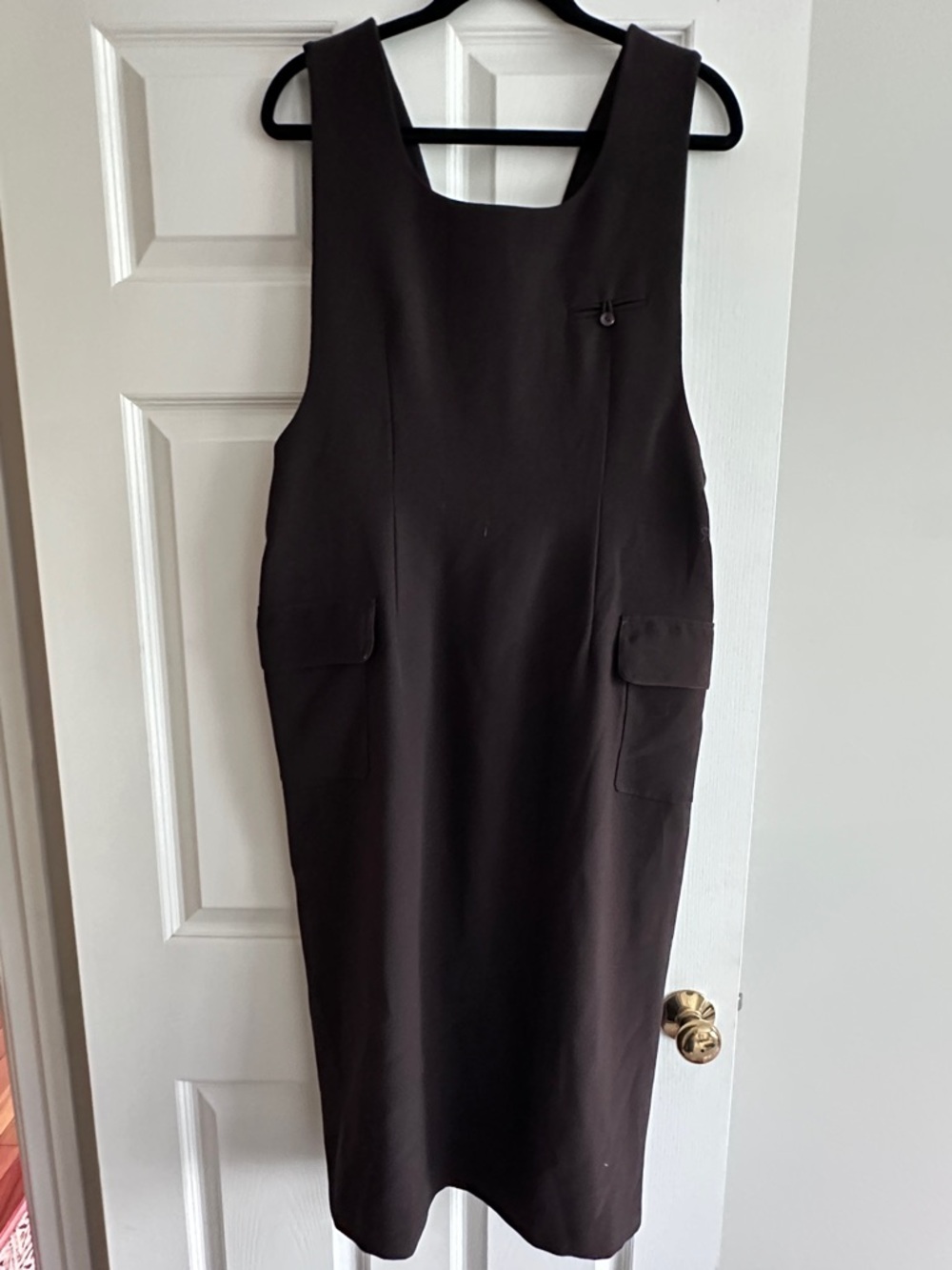 VTG Japanese Apron Dress Women's Brown Sz L